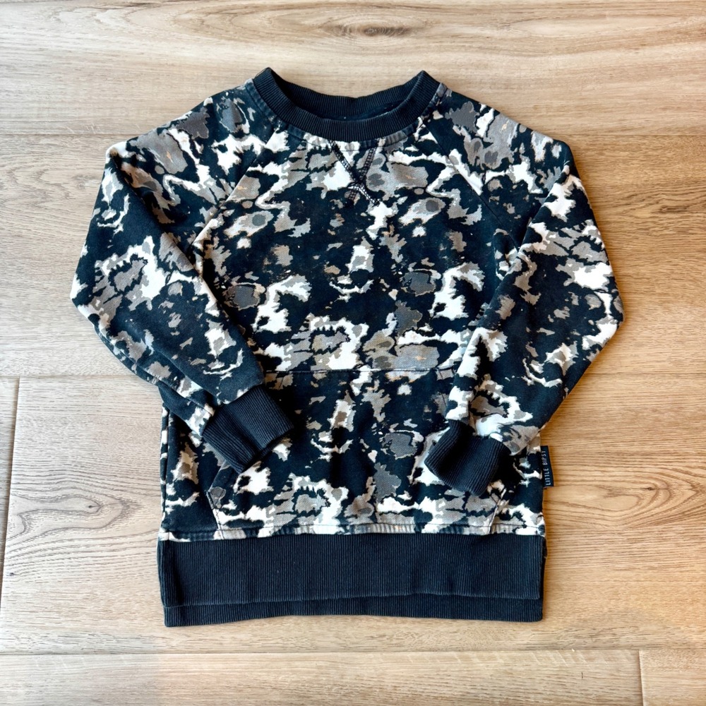 Little Bipsy Abstract Camo Pullover Sweatshirt Black Grey 4-5T Toddler Boy